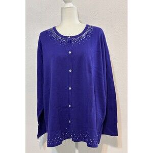 NWT Quacker Factory Size 2X Purple Rhinestone Cardigan Occasion Feminine Fairy